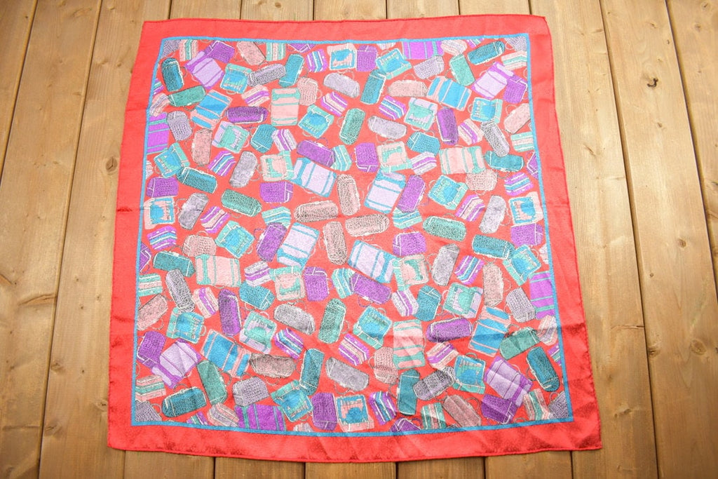 Vintage 1980s Purse Handbag Suitcase Travel Theme Bag Scarf