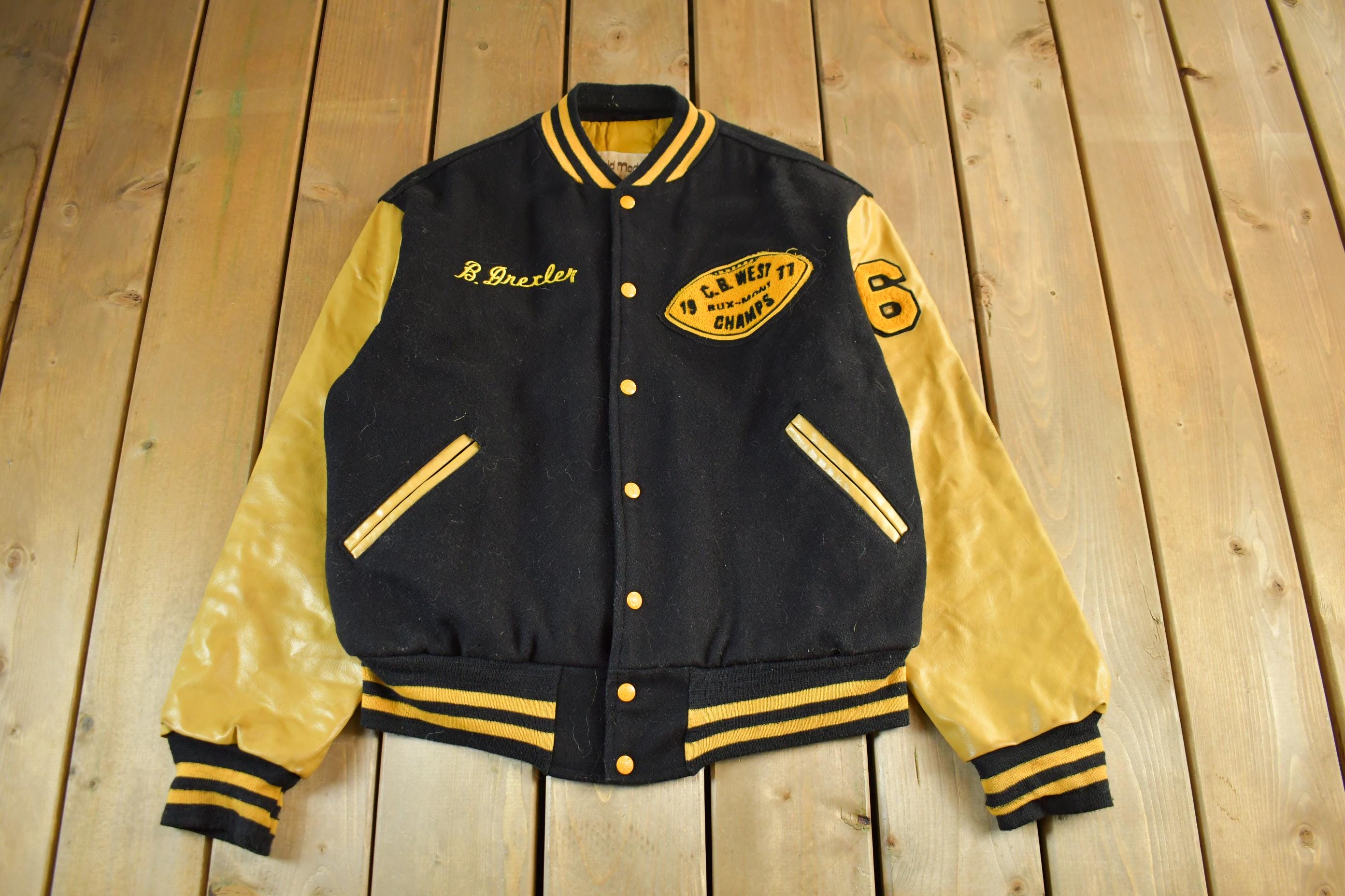 Vintage 1977 C.B. West Football Leather Varsity Jacket Men's Medium