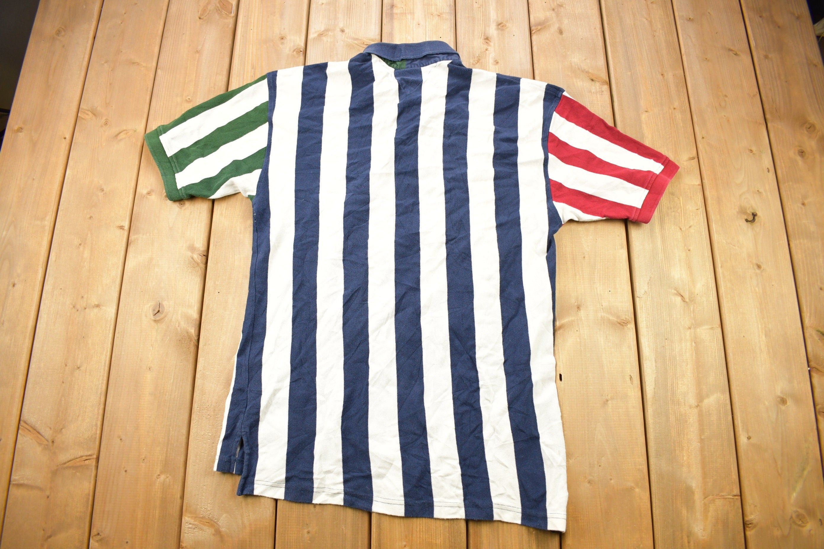 Vintage 1990s Tommy Hilfiger Striped Polo T-Shirt