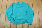 Vintage 1990s Basset Walker Blank Teal Crewneck Sweatshirt