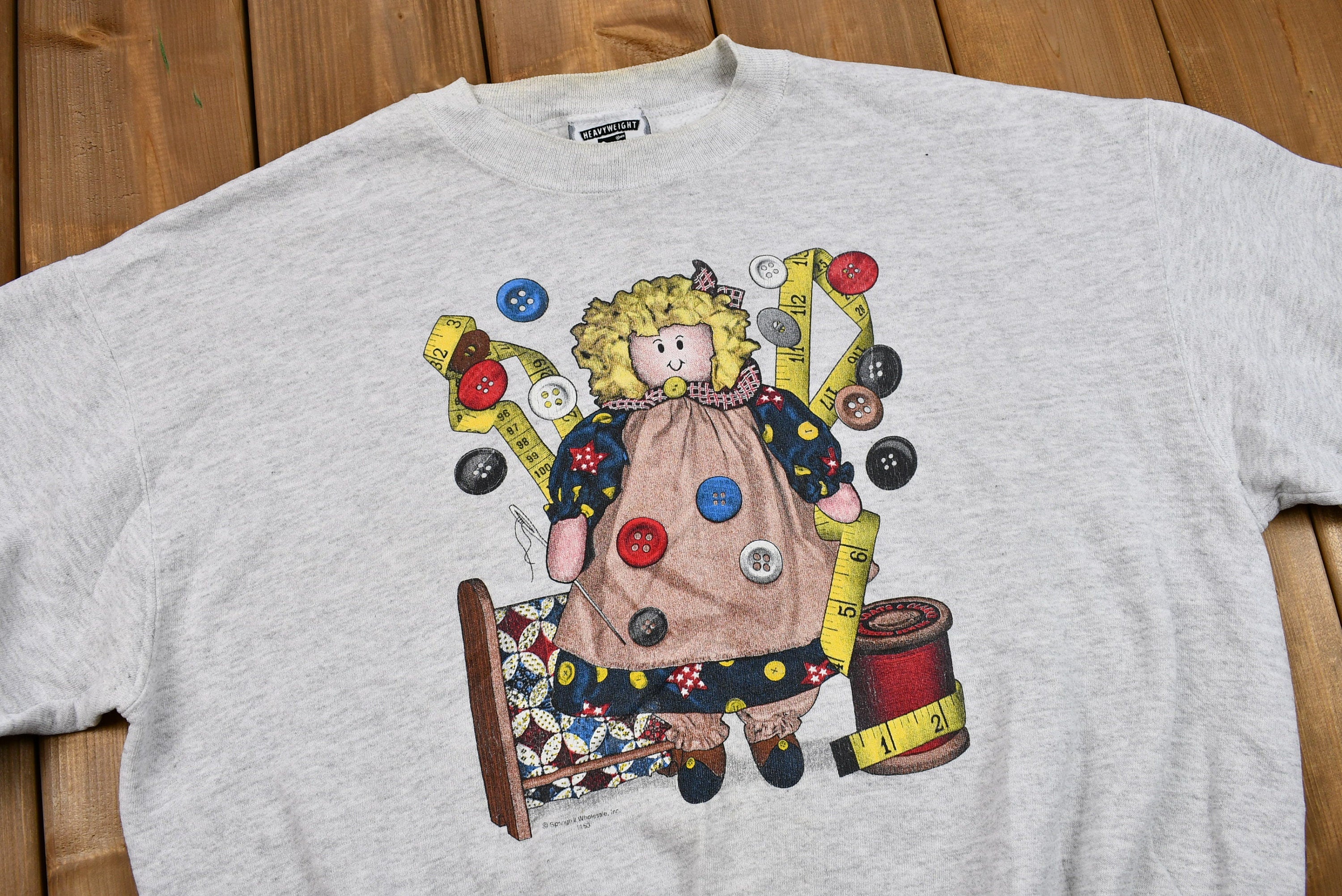 Vintage 1990s Seamstress Doll Graphic Crewneck Sweatshirt