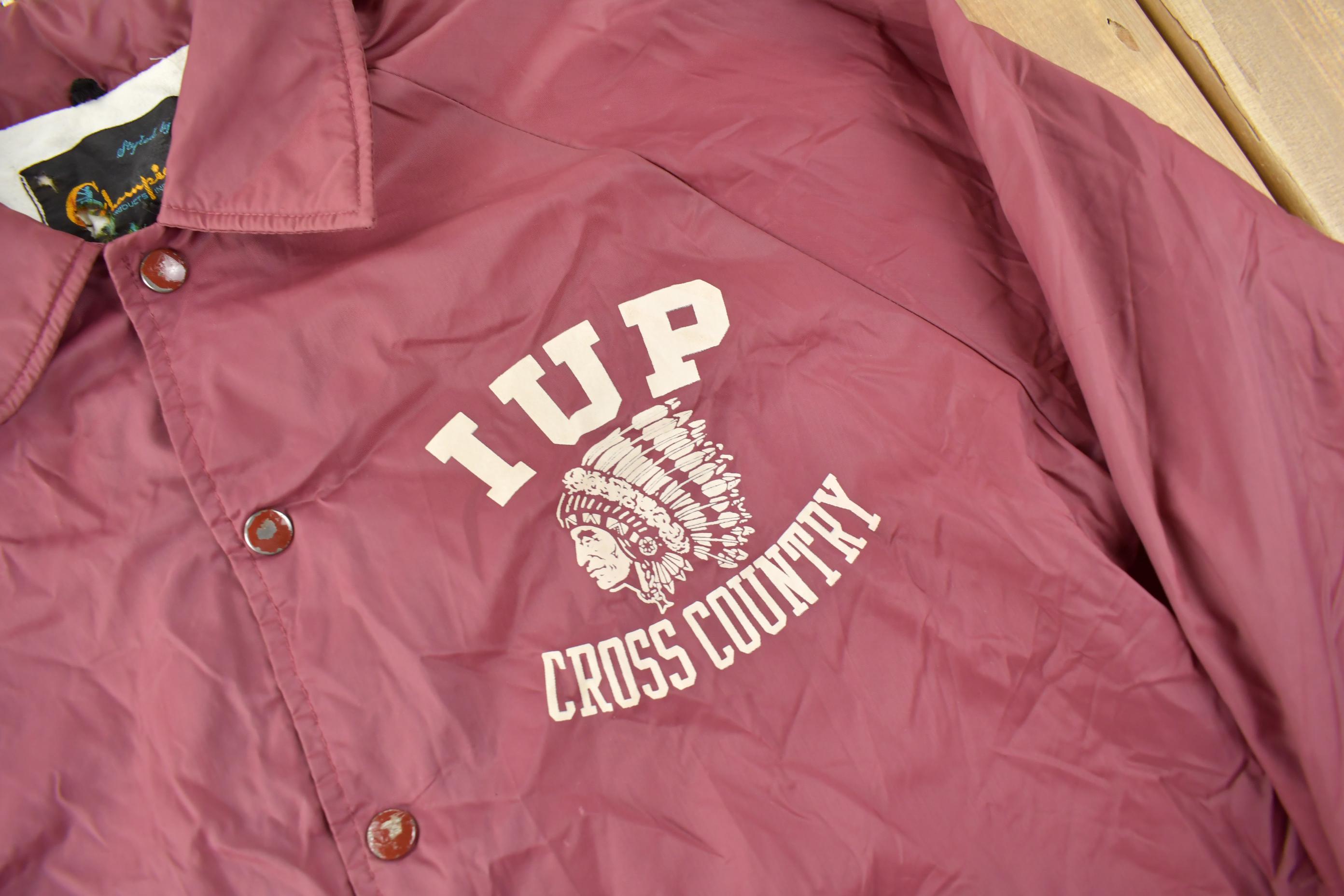Vintage 1960s IUP Cross Country Champion Snap Button Jacket Size M Made In USA