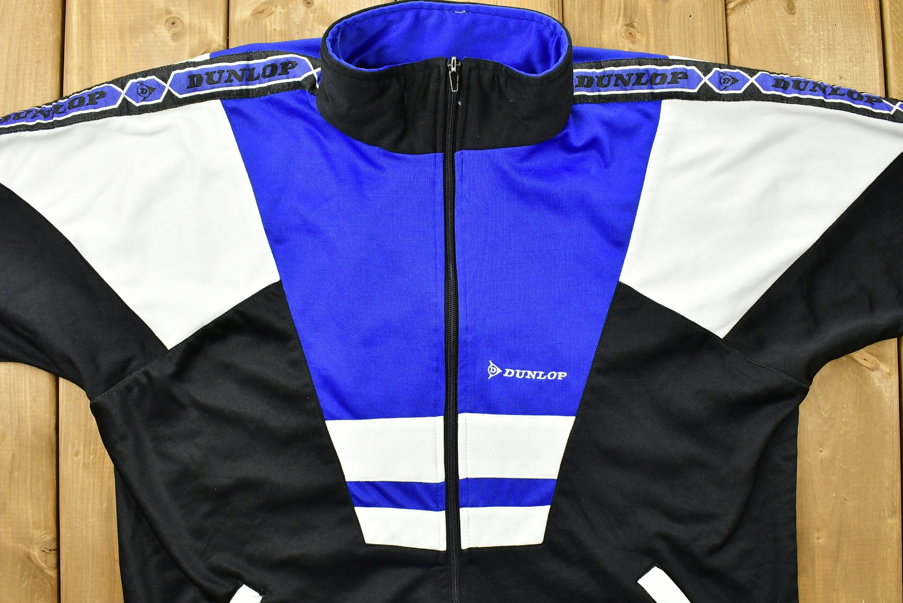 Vintage 1990s Dunlop Tennis Shirt Full Zip  Single Stitch  Tennis Wear  90s Streetwear  Athleisure  Sportswear