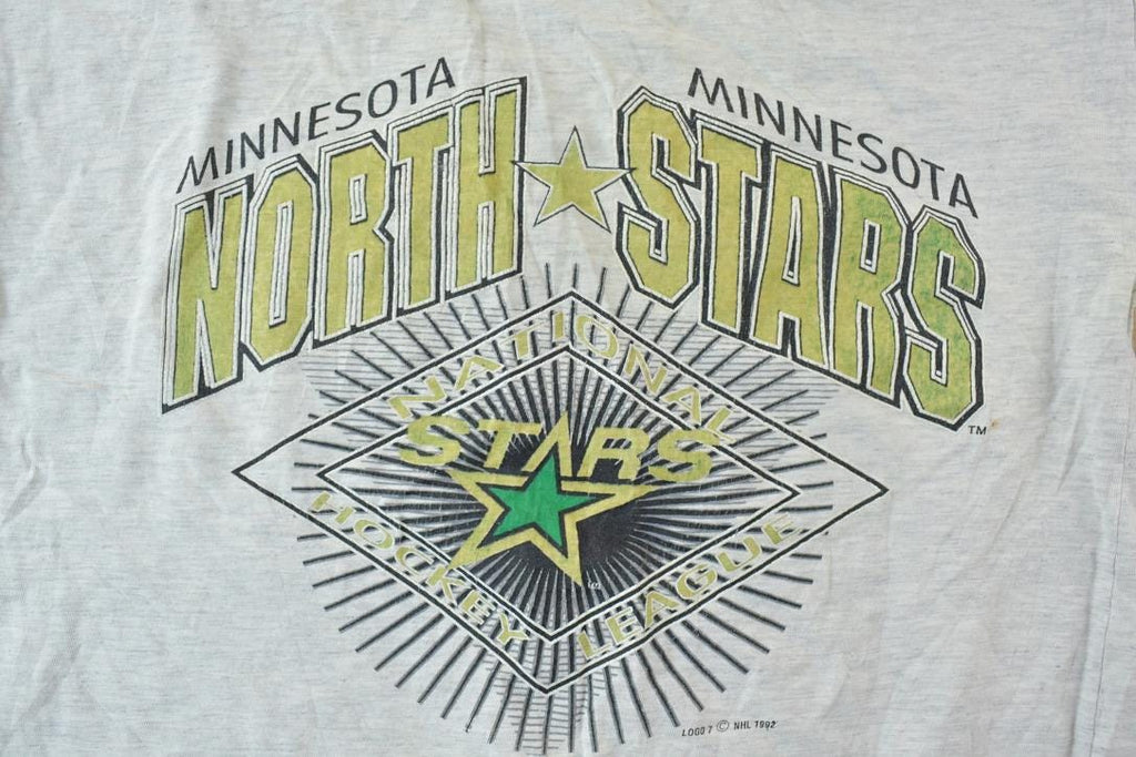 Vintage 1992 Minnesota North Stars NHL Logo 7 Graphic T-Shirt Single Stitch