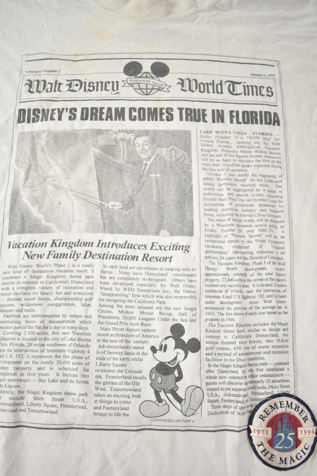 Vintage 1996 Disney Mickey Mouse Graphic T-Shirt Made In USA