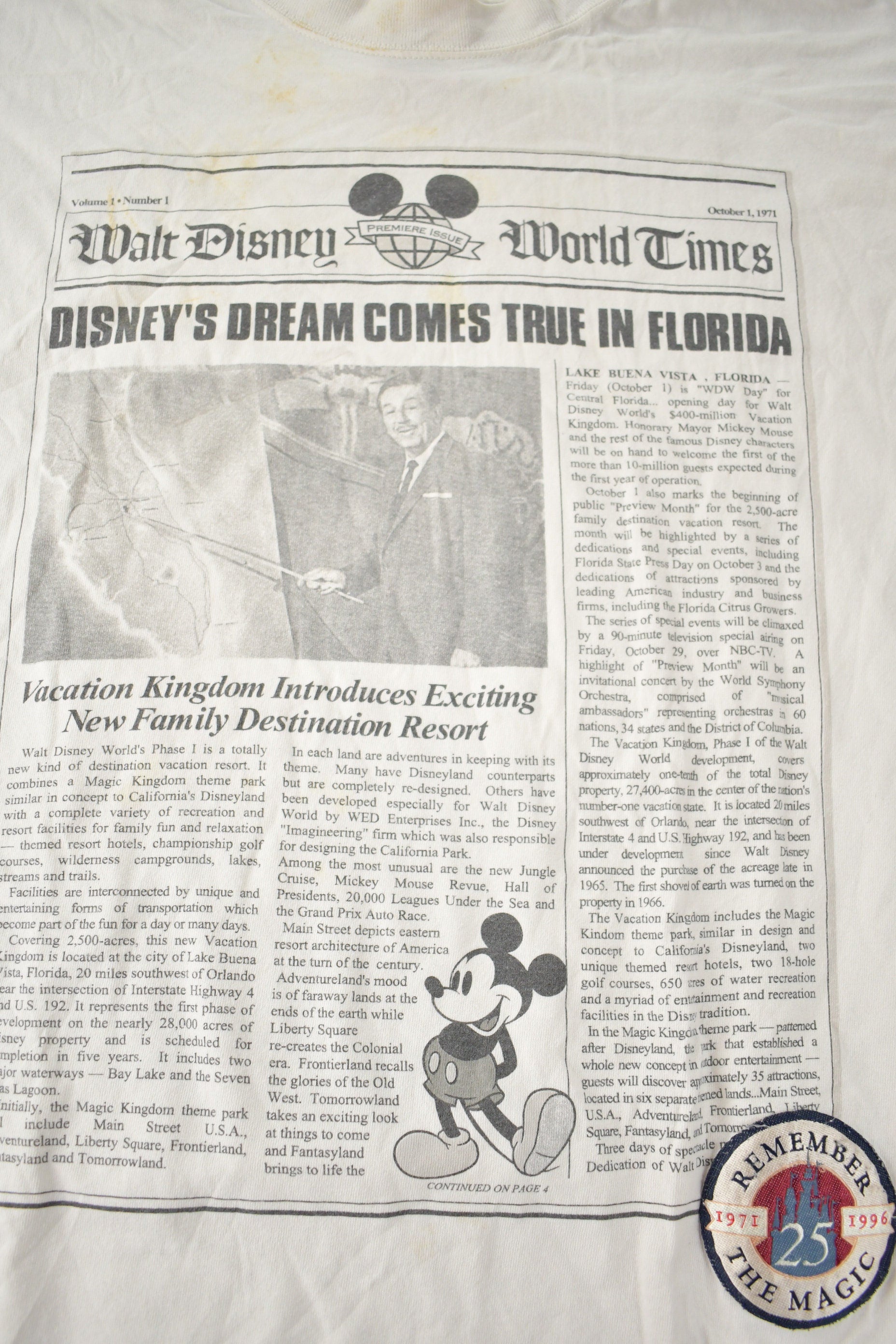 Vintage 1996 Disney Mickey Mouse Graphic T-Shirt Made In USA