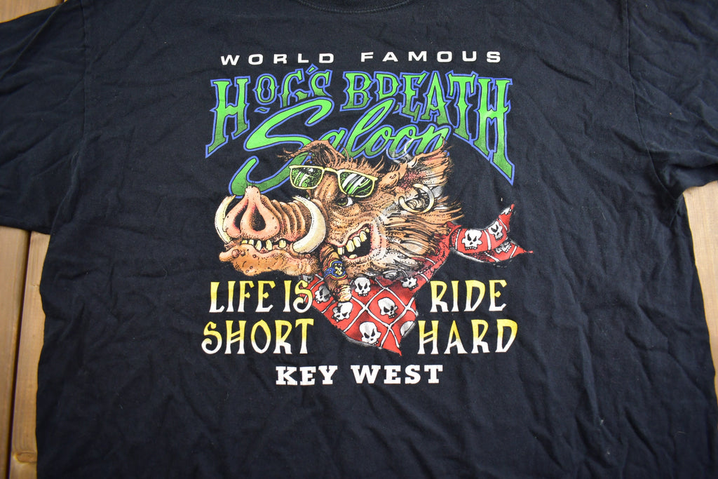 Vintage 2000s Hogs Breath Saloon Key West Florida Souvenir Travel T Shirt