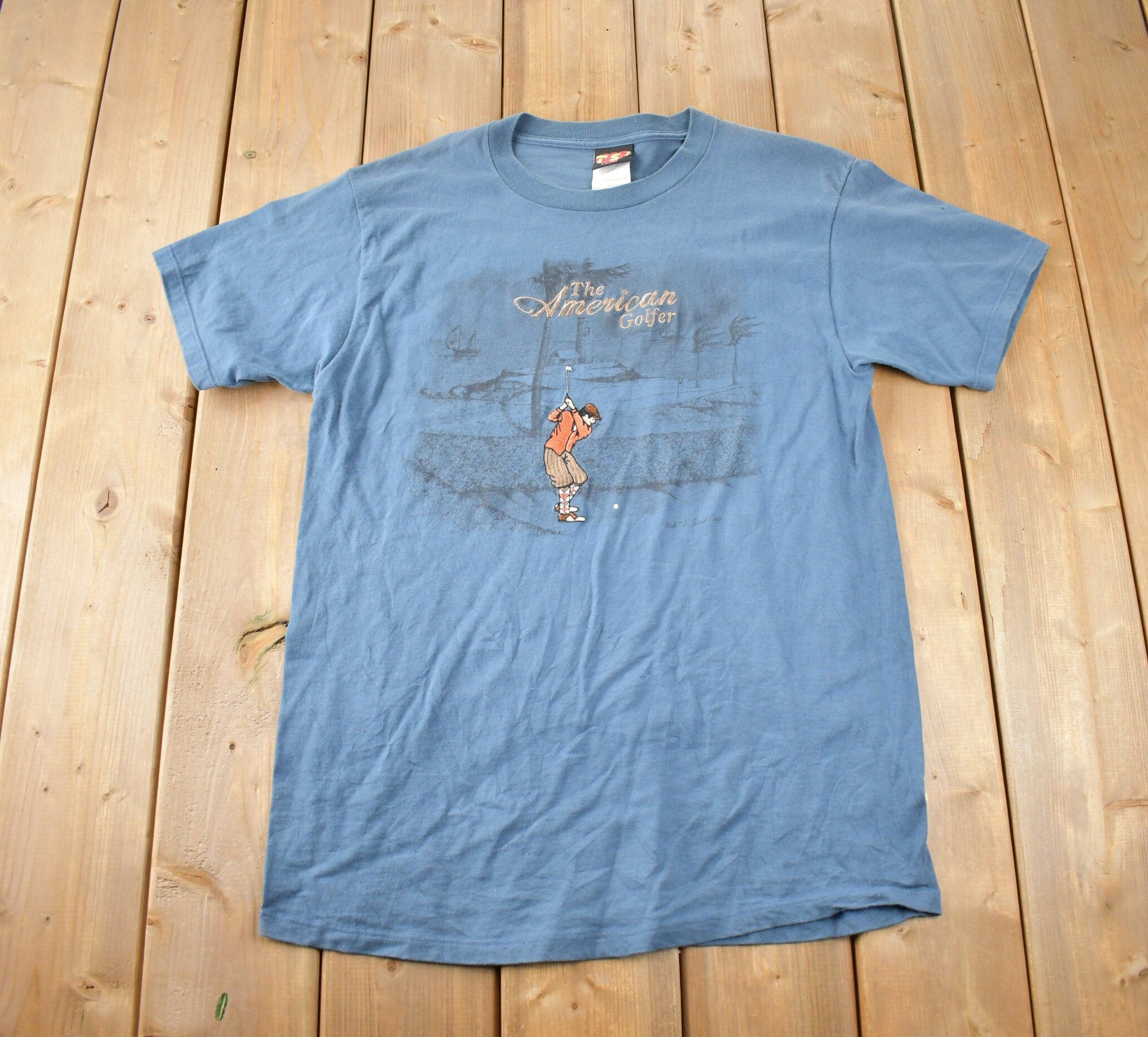 Vintage 1990s The American Golfer Graphic Embroidered T Shirt Made In USA Size L