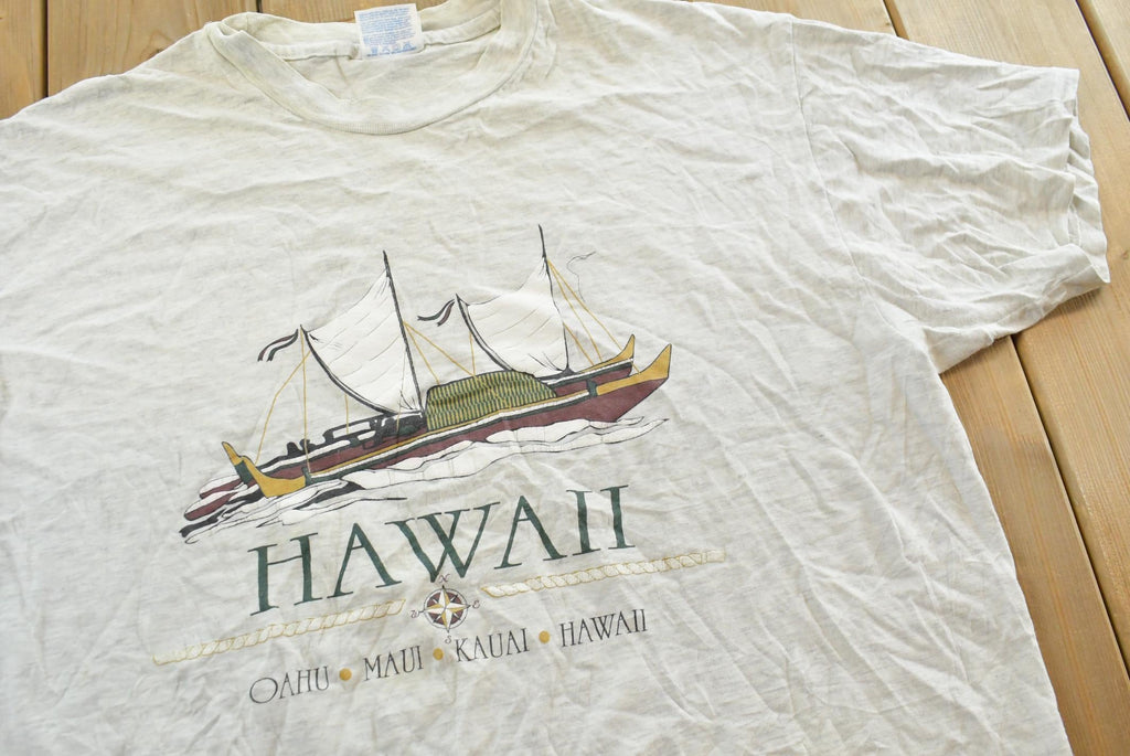 Vintage 1990s Hawaii Boat T-Shirt Mens XL  90s Single Stitch  Made in USA  Hanes Beefy  Ocean  Travel Souvenir Vacation  Streetwear