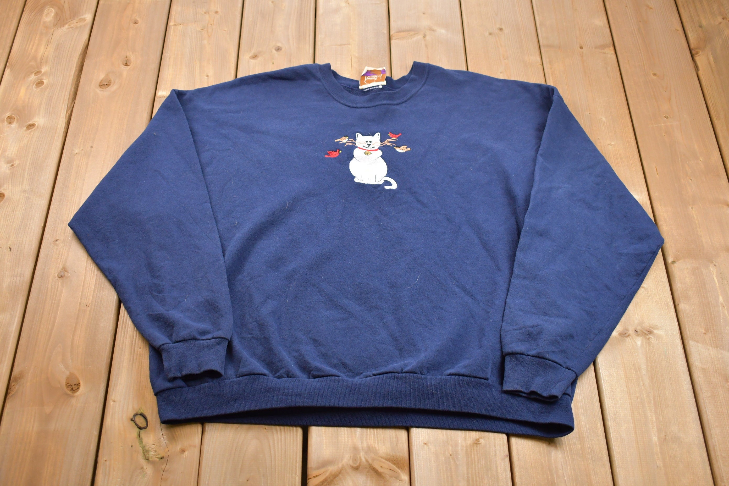 Vintage 1990s Cute Cat Crewneck