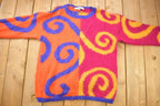 Vintage 1990s Mohair & Wool Blend Abstract Swirl Knitted Sweater / Vintage 90s Crewneck / Abstract Sweater / Vintage Mohair