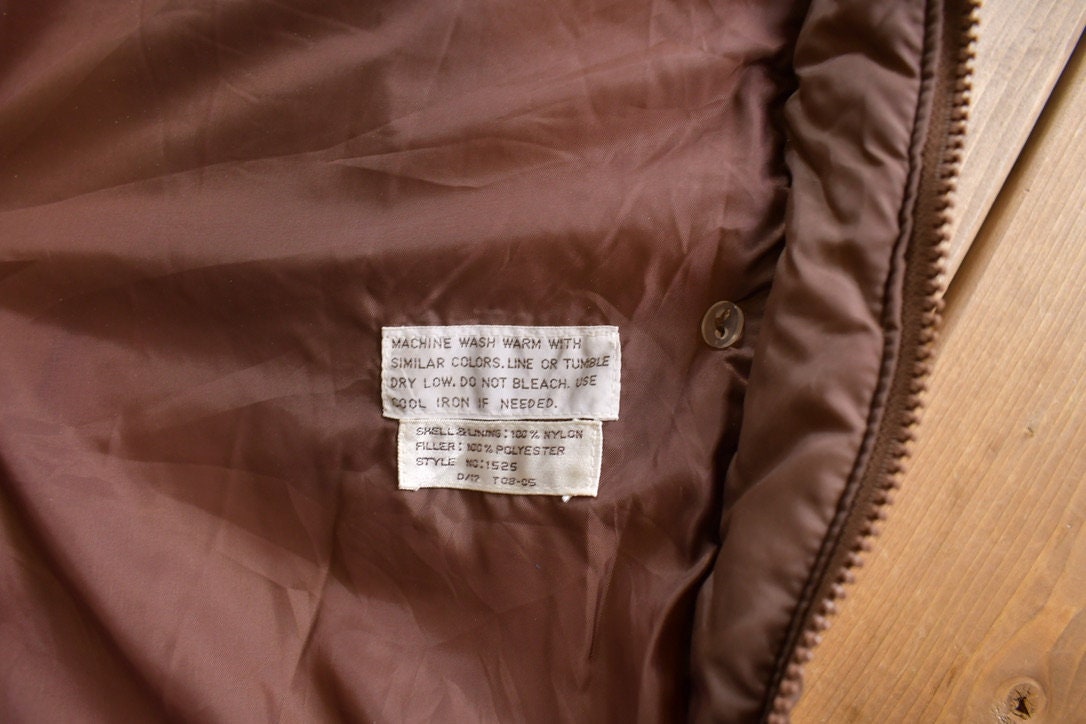 Vintage 1990s Brown Women's Full Length Puffer Jacket