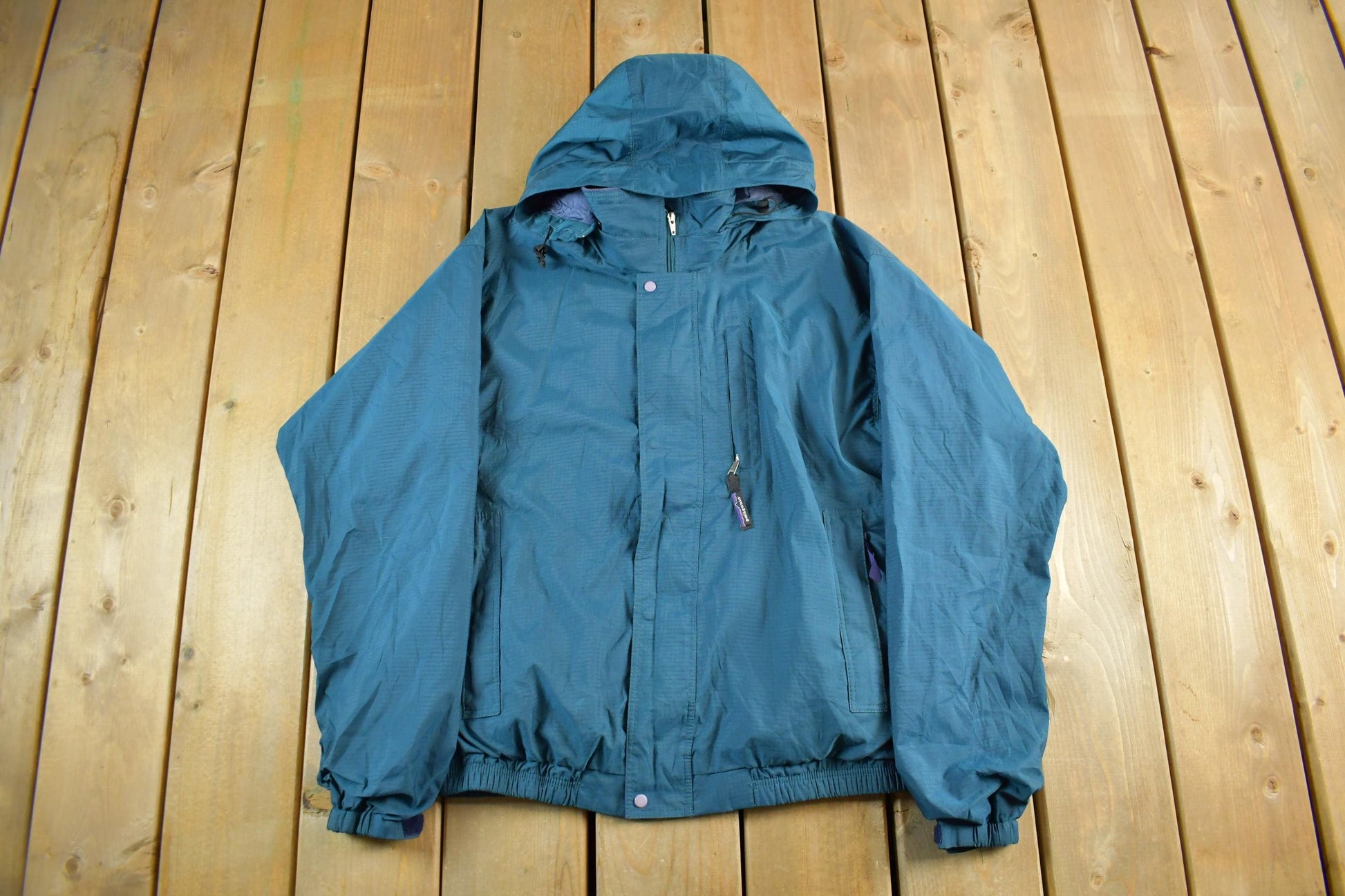 Vintage 90s Patagonia Hooded Jacket: Lightweight Full Zip, Men's Medium