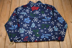 Vintage 1990s Lavon Snow Flake All Over Full Zip Fleece Sweater