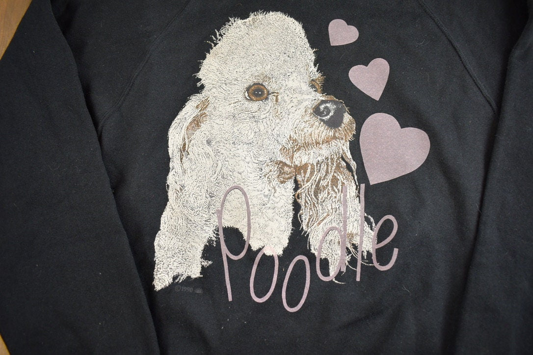 Vintage 1990 Poodle Dog Cute Crewneck Sweater Made In USA