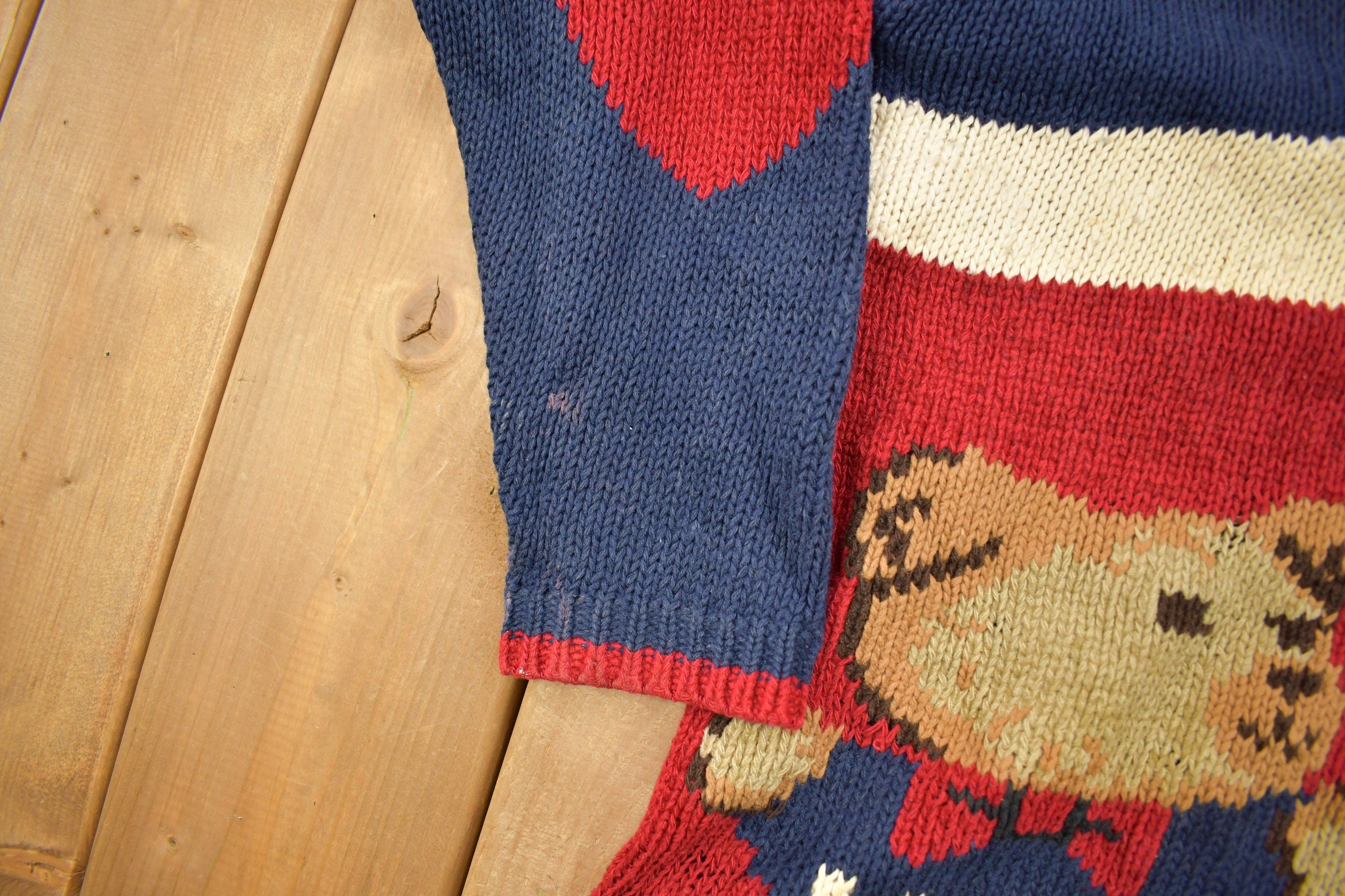 Vintage 1990s Marsh Landing USA Bear Knitted Cardigan Sweater