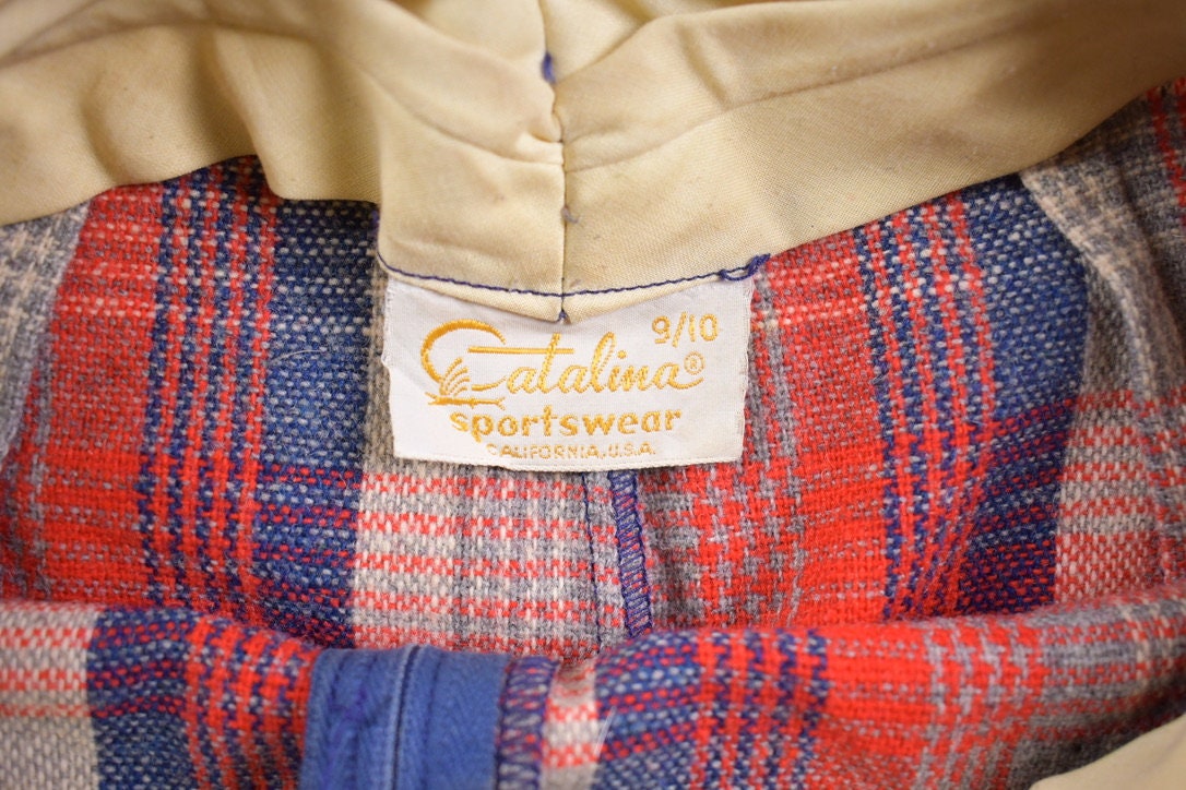 Vintage 1960s Catalina Plaid Button Up Sweater And Bell Bottom Pants