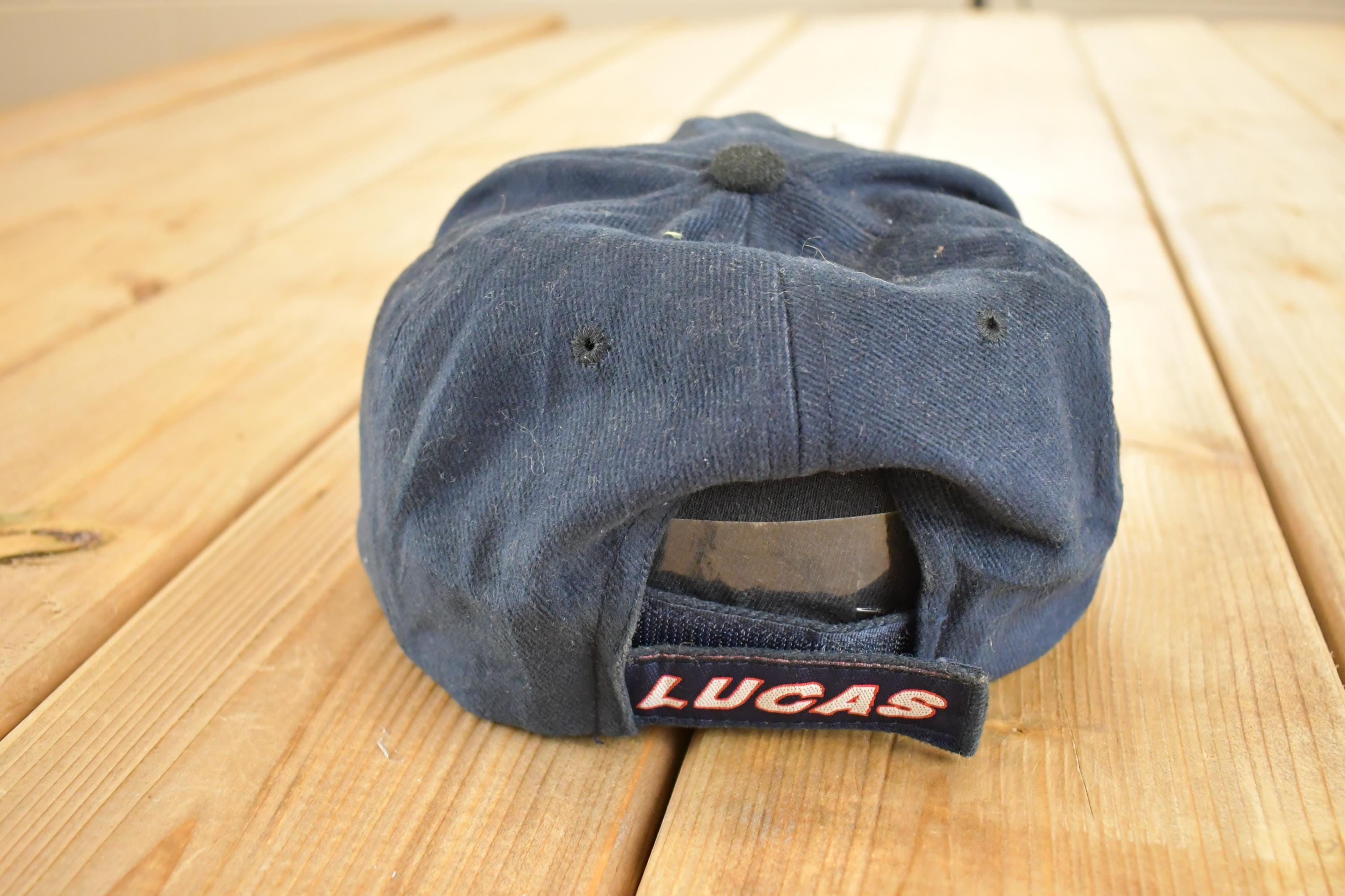 Vintage 1990s Lucas Racing Snapback Autograph Hat / 90's Embroidered Race Car Cap