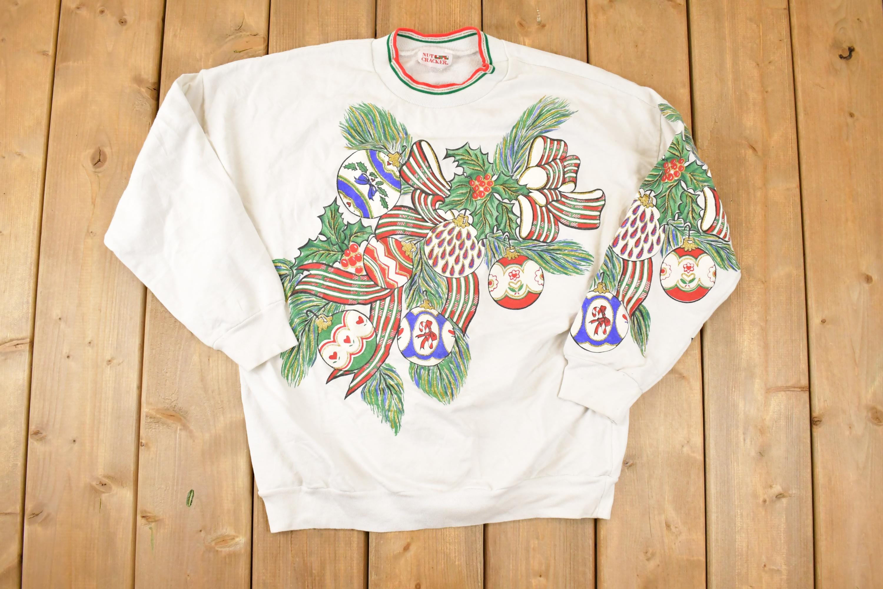Vintage 1990s Nutcracker Christmas AOP Graphic Print Crewneck Sweatshirt Mens L