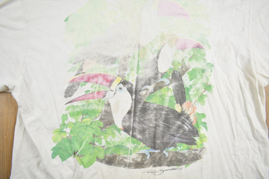 Vintage 1990s Toucans Theme Graphic T-Shirt Made In USA Single Stitch  Streetwear  Nature T Shirt  Outdoorsman