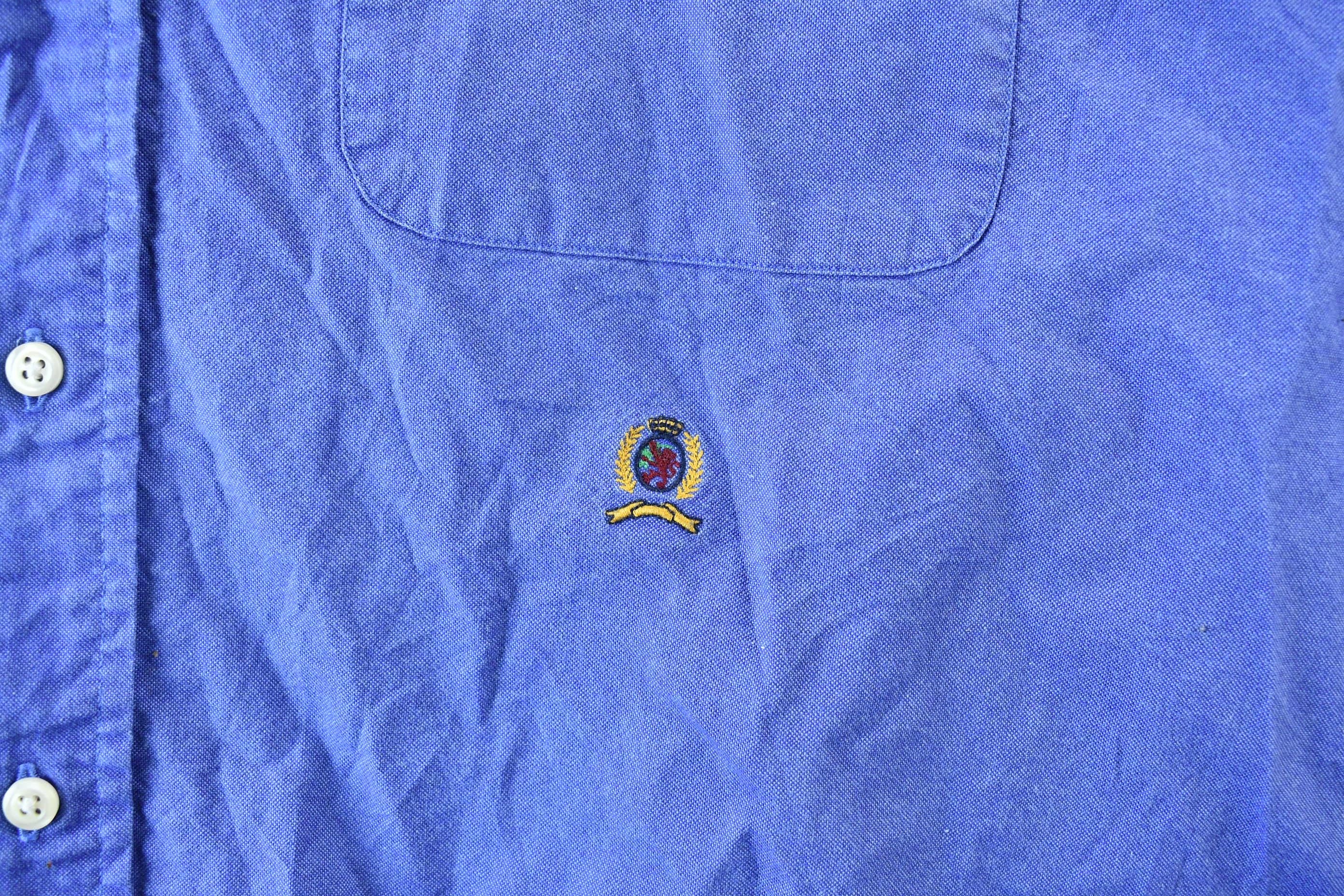 Vintage 1990s Chaps by Tommy Hilfiger Blue Blank Button Up Shirt