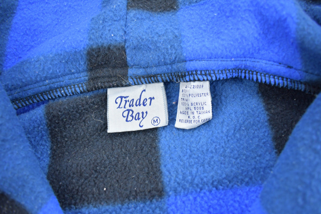 Vintage 1990s Trader Bay Quarter Zip Plaid Fleece Sweater  Outdoorsman  90s Sweater  Streetwear  Hiking  Fleece Zip up