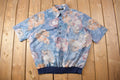 Vintage 1980s Fulton Street Silk Button Up Polo Shirt Floral Abstract Pattern
