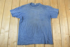 Vintage 1990s Hanes Blank Navy Single Stitch T-Shirt