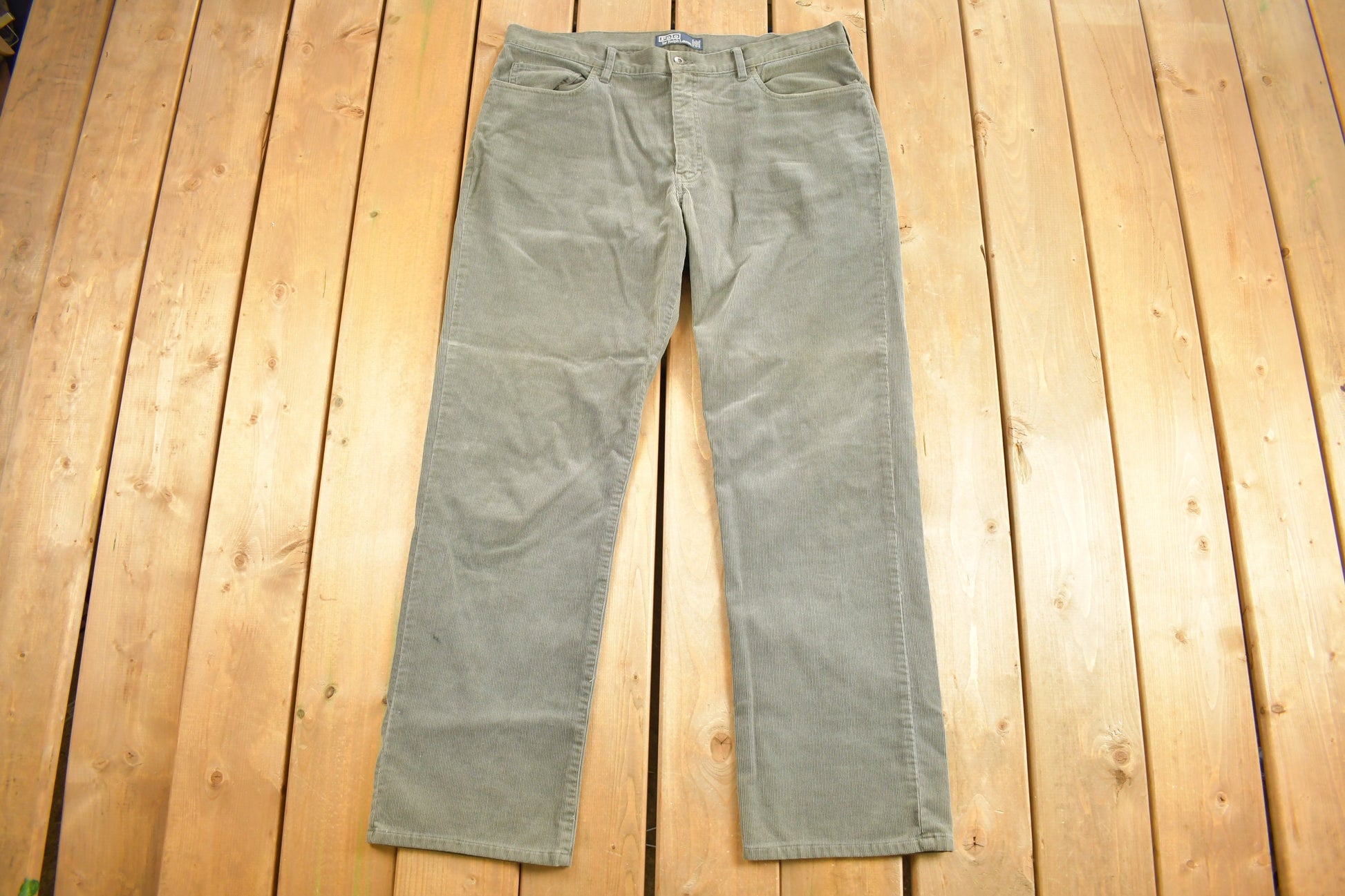 Vintage 1990s Grey Polo By Ralph Lauren Corduroy Pants Size 40 x 31.5