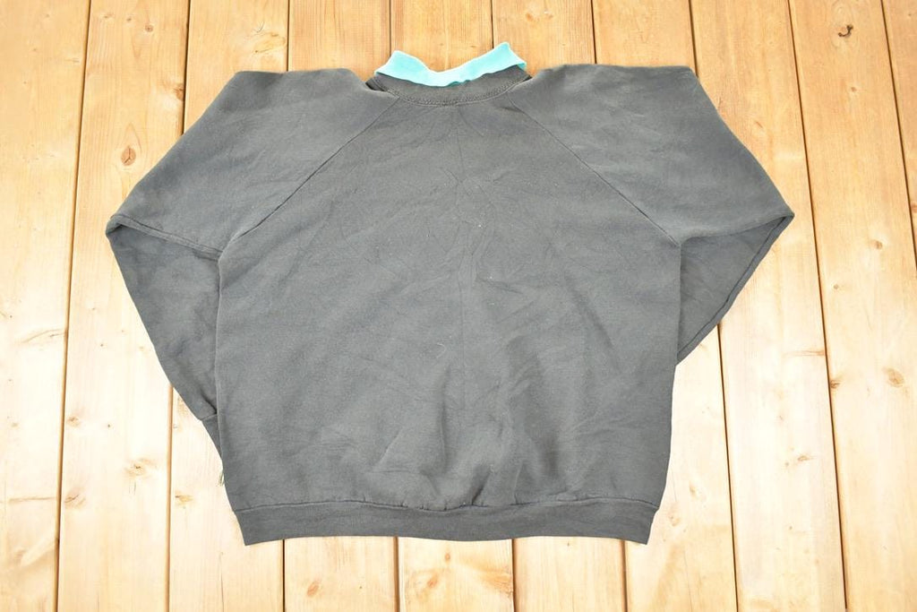 Vintage 1980s Lace Cat Collared Crewneck Sweatshirt Women's L