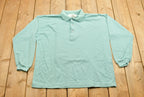 Vintage 1990s Liberto Turquoise Blank Heavy Quarter-button Sweatshirt