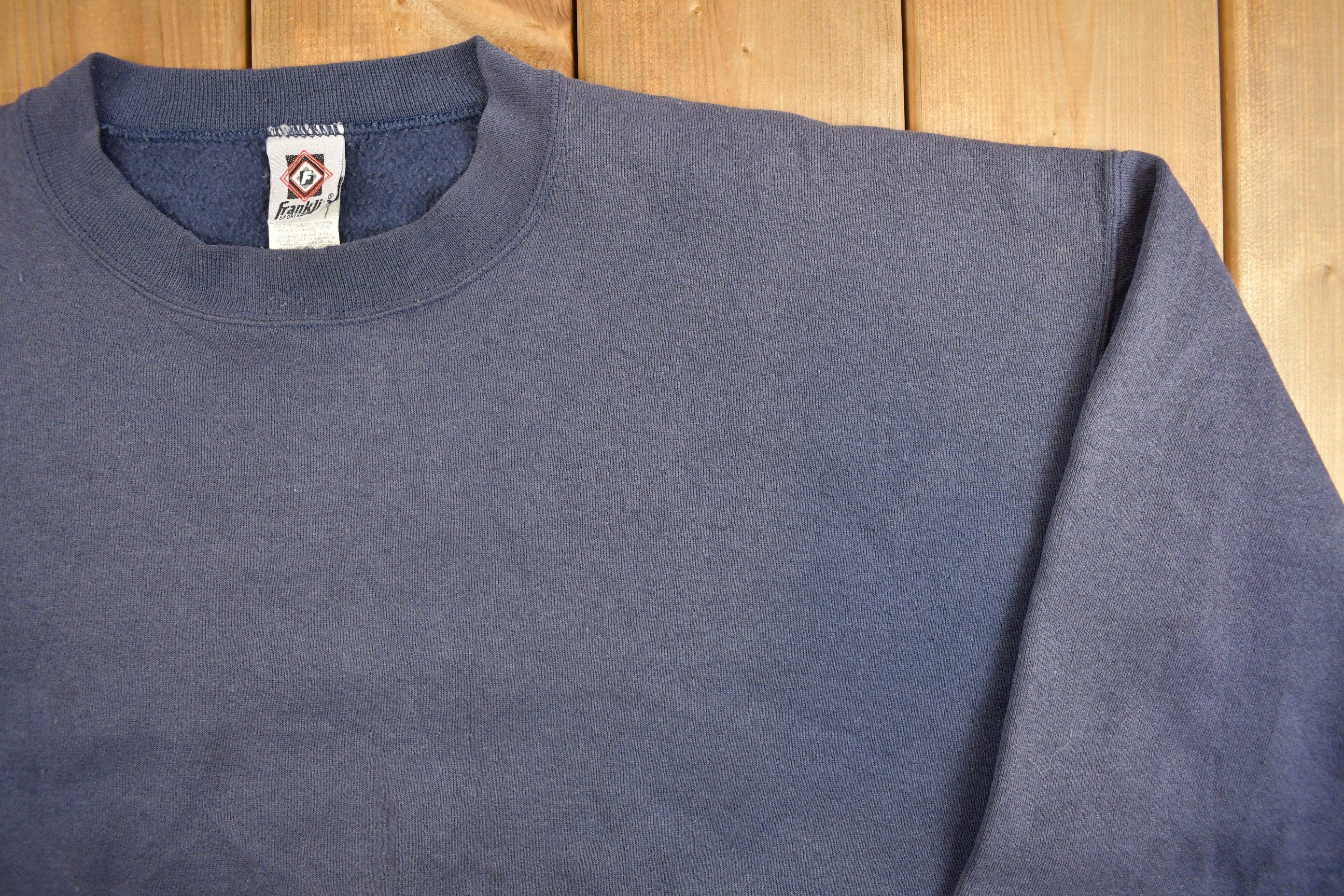 Vintage 1990s Navy Franklin Sports Blank Crewneck Sweatshirt