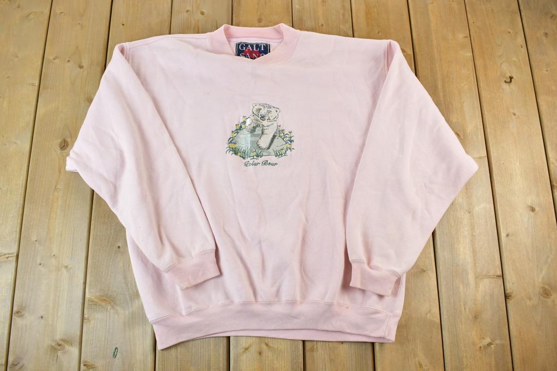 Vintage 1990s Galt Sand Polar Bear Embroidered Heavyweight Souvenir Crewneck Sweatshirt Made In USA