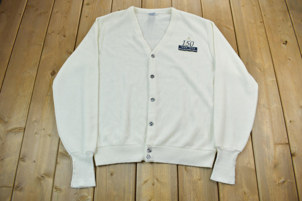 Vintage 1990s University Of Notre Dame Cardigan Sweater Made In USA
