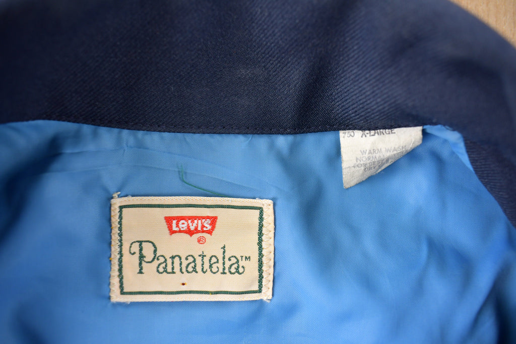 Vintage 1970s Levi's Panatela Tops Western Style Blue Button Up Shirt Made in USA Size XL
