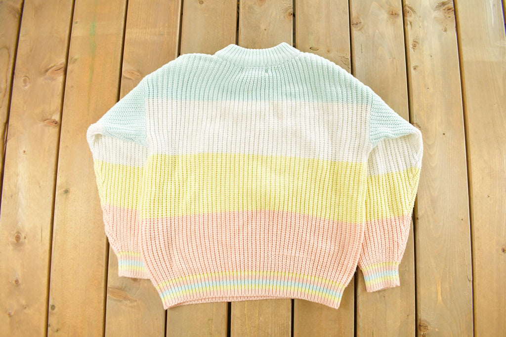 Vintage 1990s Helium Rainbow Striped Knit Sweater Women's Medium