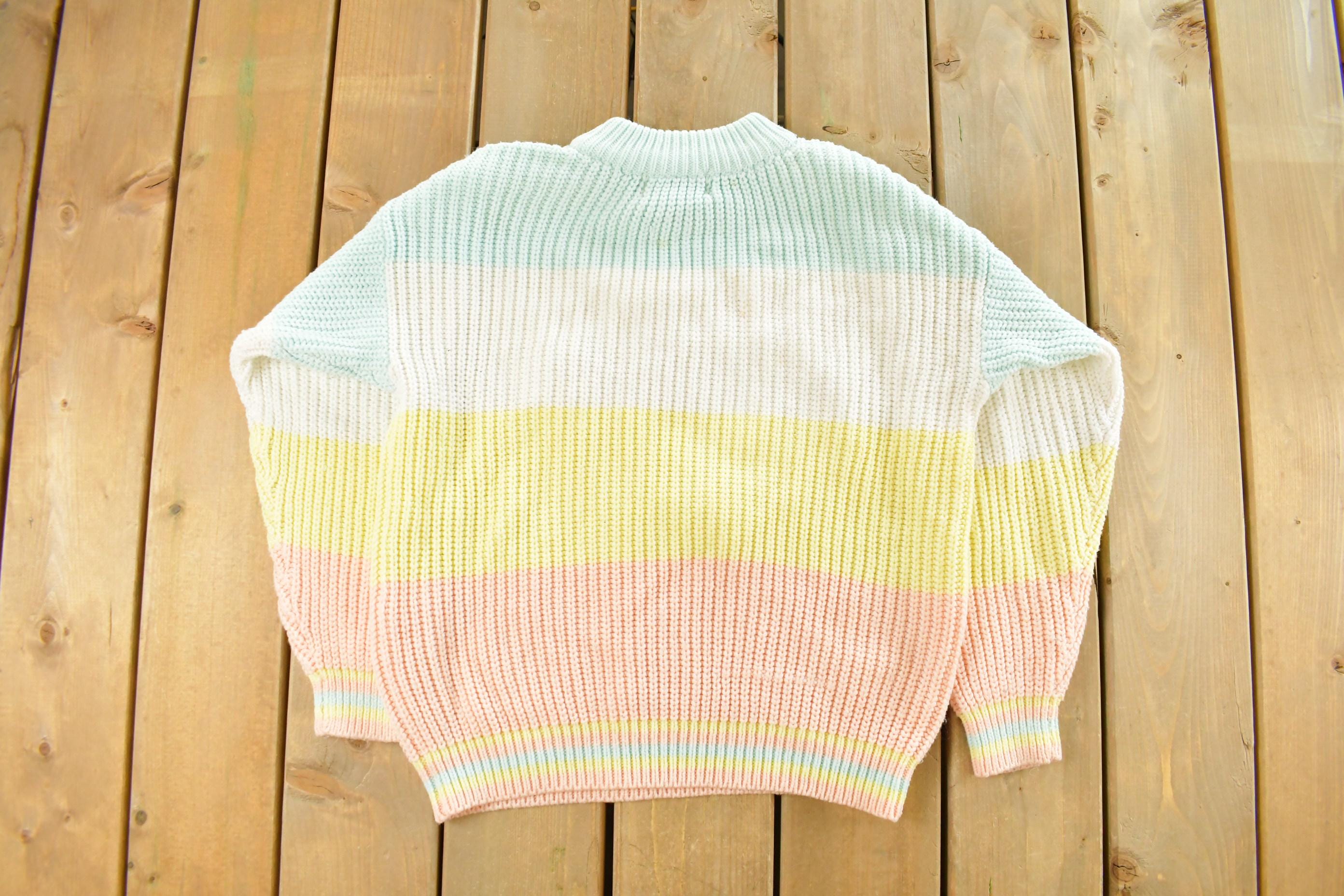 Vintage 1990s Helium Rainbow Striped Knit Sweater Women's Medium