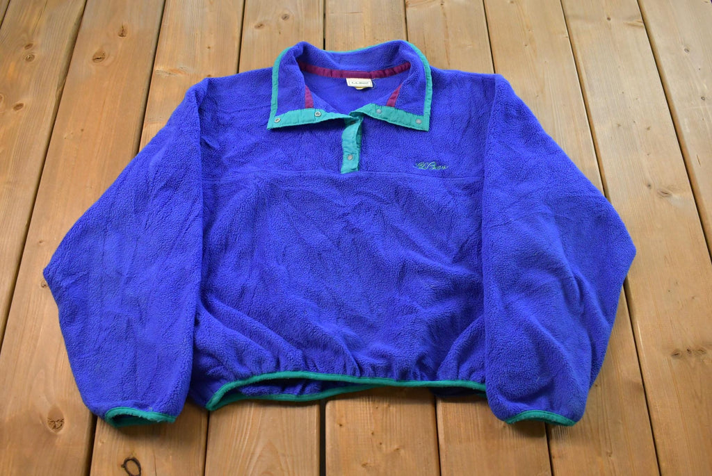 Vintage 1990s L.L. Bean T-Snap Fleece Sweater Jacket Women's L / Outdoors / Full Zip / Streetwear / Athleisure / Hiking