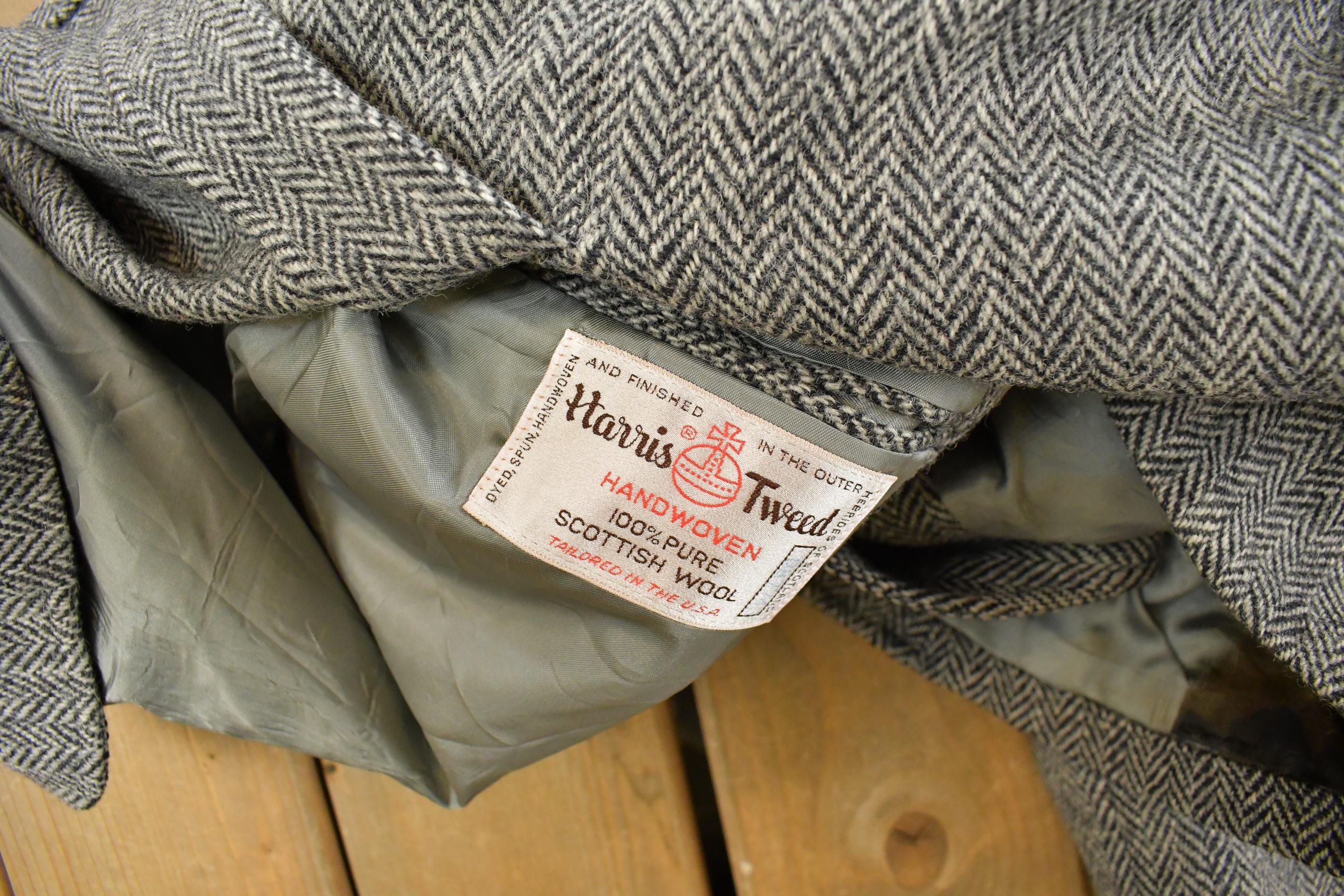 Vintage 1980s Harris Tweed Hand Woven Wool Two Button Blazer Jacket Men's Medium