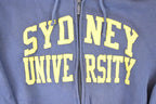 Vintage 1990s Sydney University Embroidered Full Zip Hoodie Sweatshirt Men's L