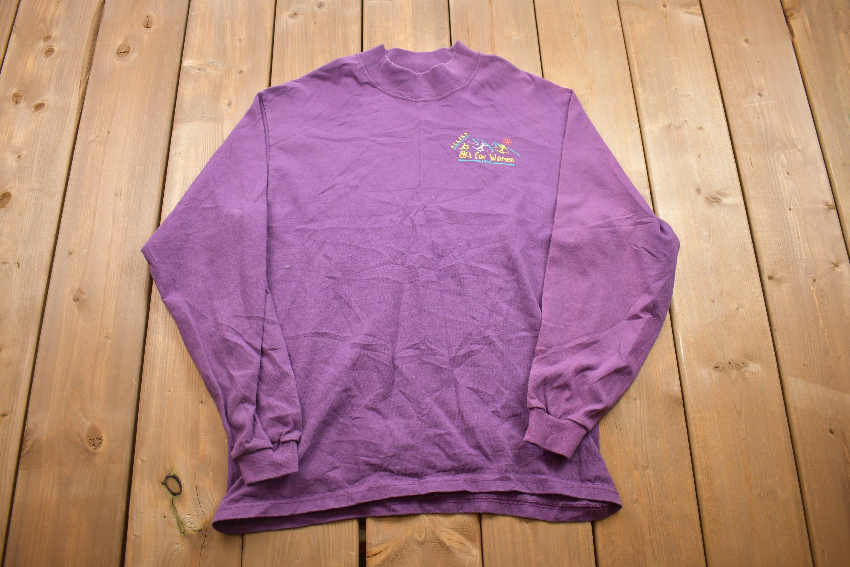 Vintage 1999 Alaska Ski for Women Mock Neck Shirt