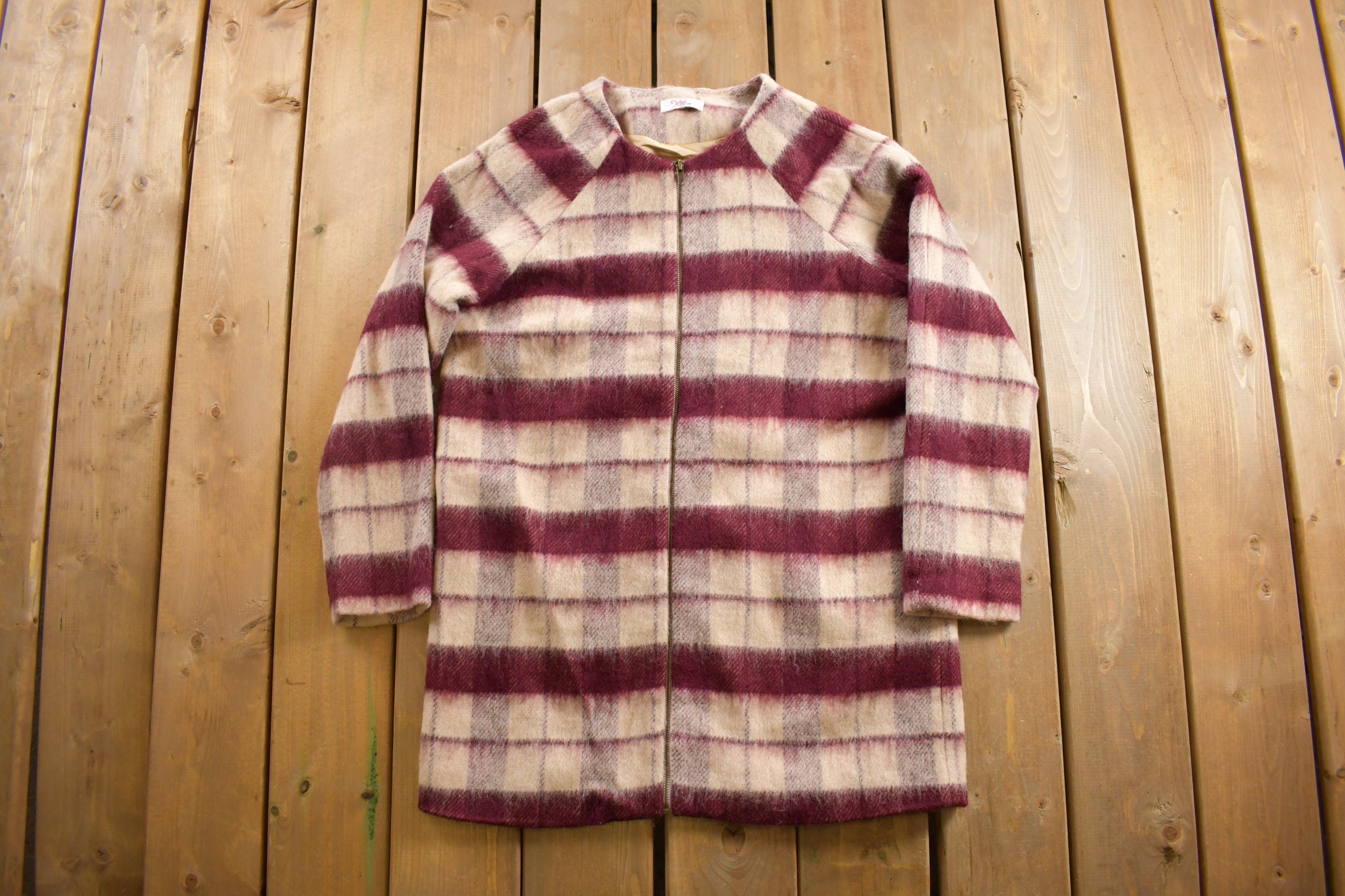 Vintage 1970s Xcel Couture Full Length Plaid Mohair Coat