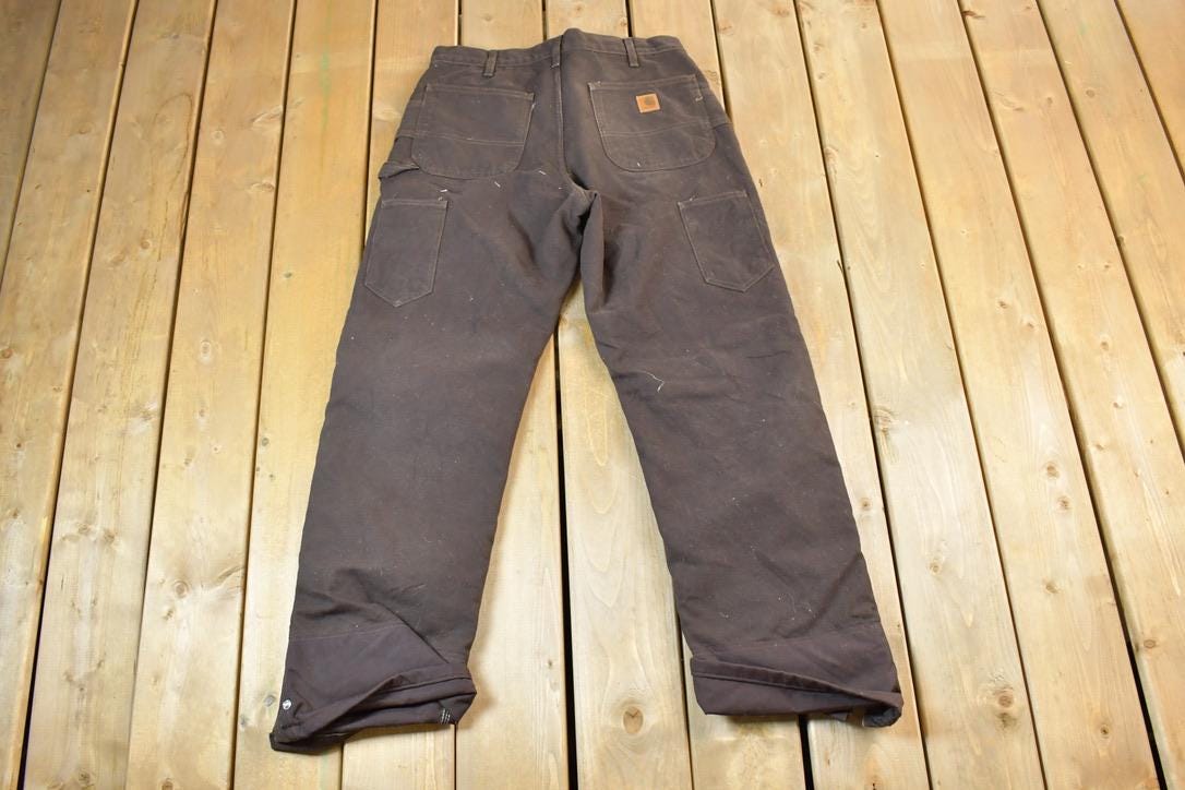 Vintage Y2K Carhartt Double Knee Heavy Lined Denim Work Jeans Size 34 x 34
