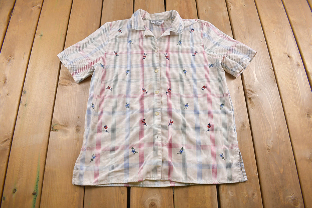 Vintage 1990s Alfred Dunner Plaid Button Up Short Sleeve Shirt