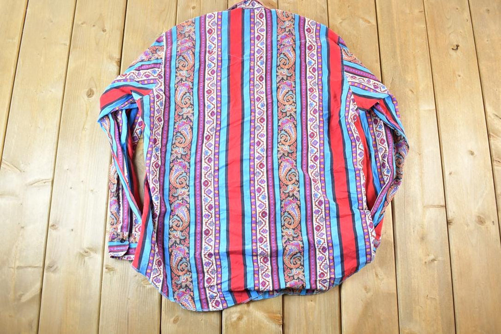 Vintage 1990s Wrangler Cowboy Cut Western Button Up Shirt Men's L