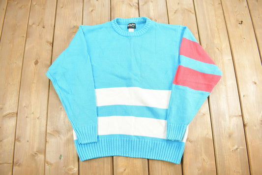 Vintage 1980s James River Trader Knit Crewneck Sweater / Vintage 80s Crewneck / Stripes / Colorful / Sweatshirt / Abstract Pattern