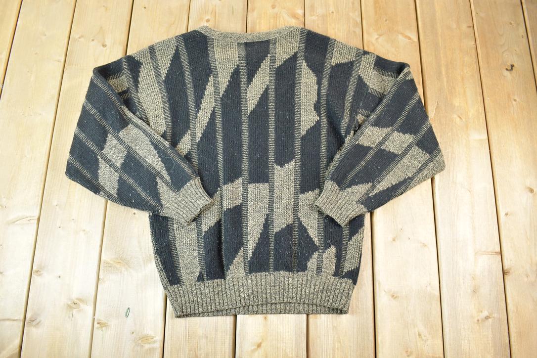 Vintage 1990s Tons O Fun Knit Abstract Pattern Crewneck Sweater Made In USA