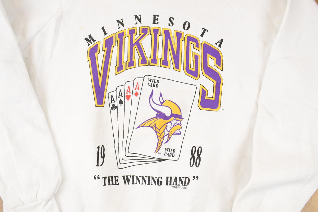 Vintage 1988 Minnesota Vikings Winning Hand NFL Crewneck Sweatshirt Men's L