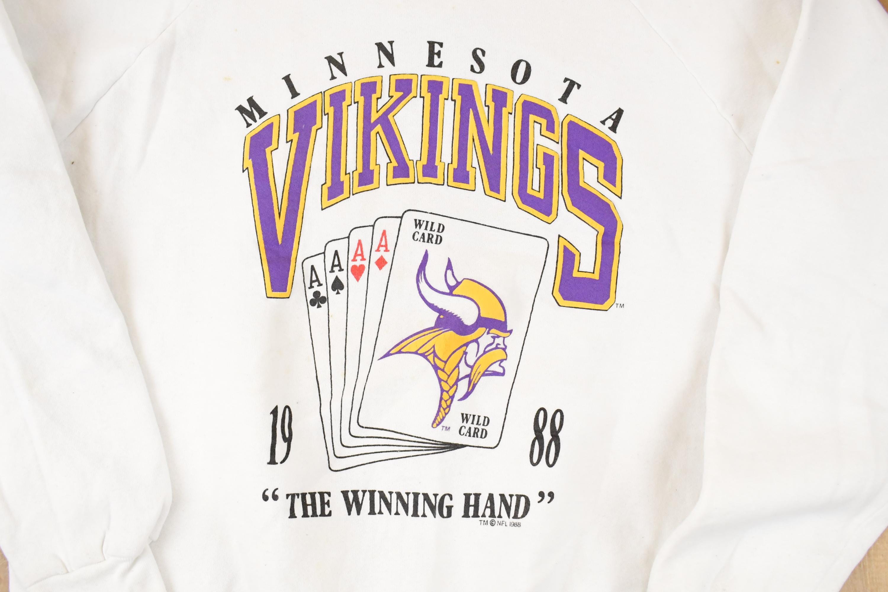 Vintage 1988 Minnesota Vikings Winning Hand NFL Crewneck Sweatshirt Men's L
