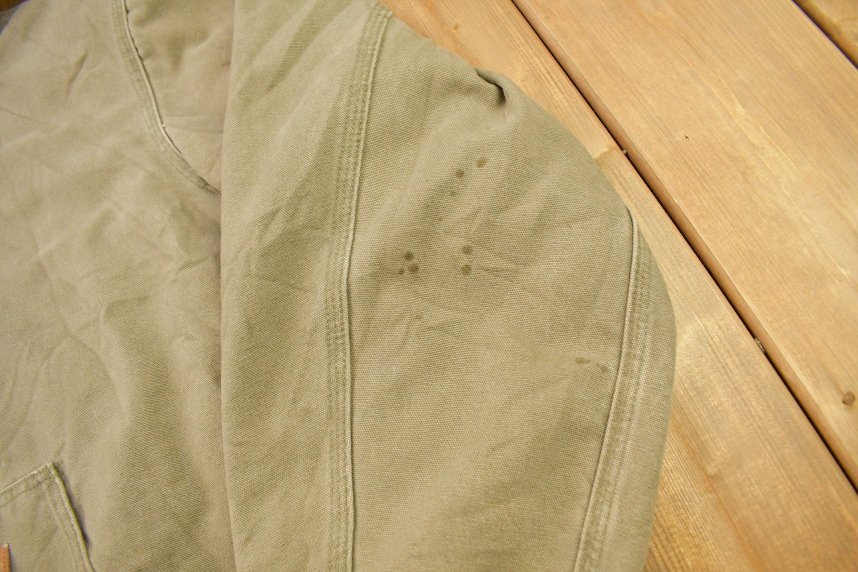 Vintage 1990s Carhartt Olive Green Hooded Cinched Active Jac Work Jacket